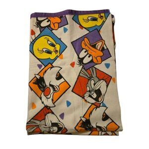 Vintage 1992 Looney Tunes All Over Print Satin Trim Twin Size USA Bugs B…